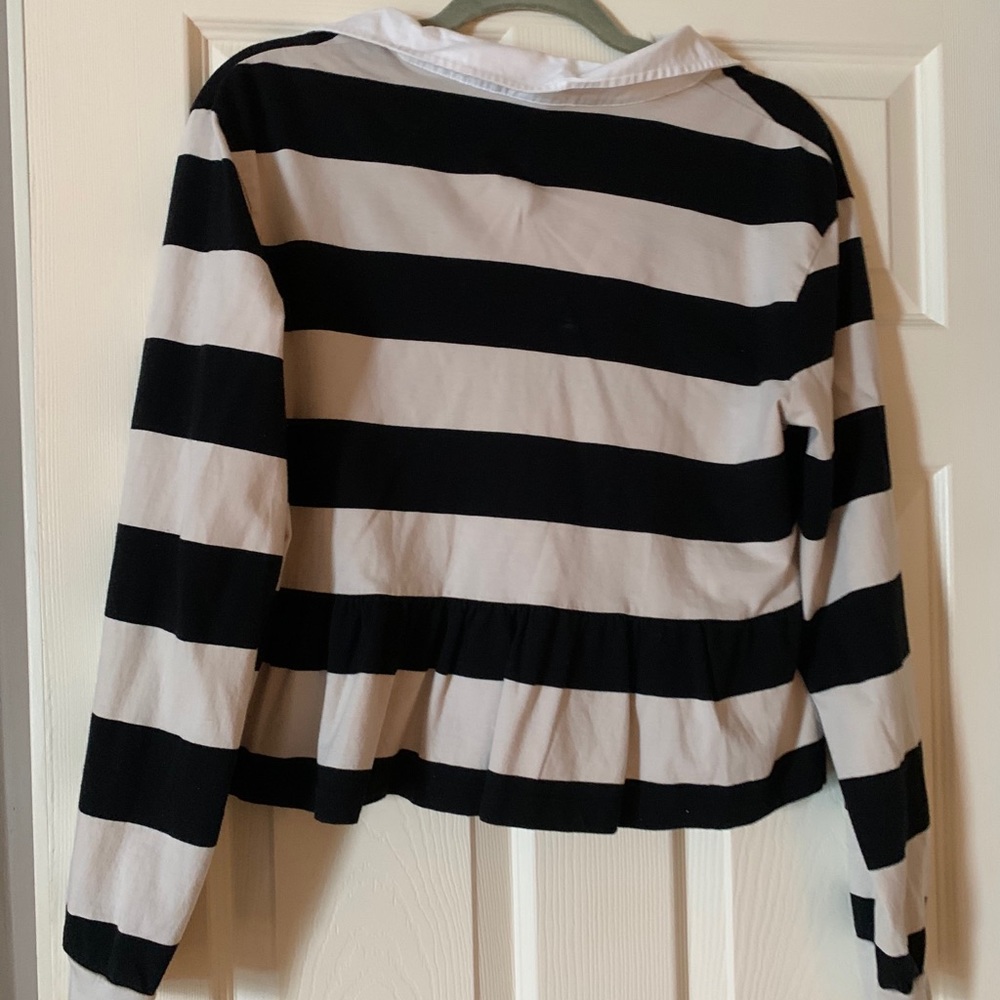 Stripped top with cropped ruffle bottom
